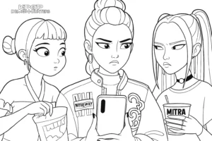 coloriage KPop Demon Hunters pour enfants a imprimer