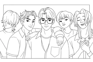 coloriage KPop Demon Hunters à imprimer kawaii