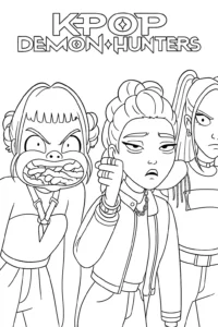 coloriage KPop Demon Hunters à imprimer pour enfant de 3 ans