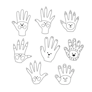 coloriage Mains Animaux pour enfant de 7 ans