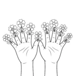 coloriage Mains Fleurissantes à imprimer kawaii