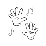 coloriage Mains Musicales à imprimer kawaii
