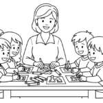 coloriage Professeur à imprimer pour enfant de 6 ans