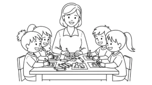 coloriage Professeur à imprimer pour enfant de 6 ans