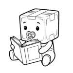 coloriage Bébé boîte lisant un livre gratuit à imprimer