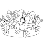 coloriage Bingo et ses amis dansent educatif pour enfant