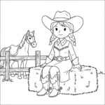 coloriage Cowgirl pour enfant de 6 ans