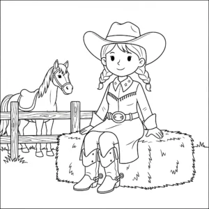coloriage Cowgirl pour enfant de 6 ans