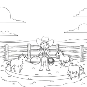 coloriage Cowgirl à imprimer pour enfant de 9 ans