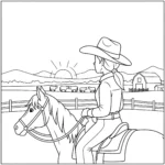 coloriage Cowgirl pour enfant
