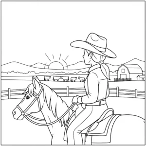 coloriage Cowgirl pour enfant