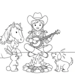 télécharger coloriage Cowgirl gratuit