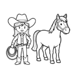 coloriage Cowgirl pour enfants a imprimer