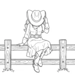 coloriage Cowgirl à imprimer pour enfant de 9 ans