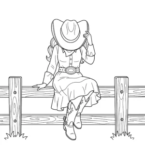 coloriage Cowgirl à imprimer pour enfant de 9 ans