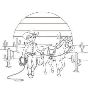 coloriage Cowgirl gratuit en ligne