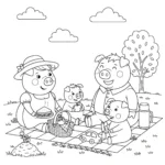 coloriage La famille Pig en pique nique a dessiner en ligne