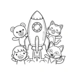 coloriage Le Rocket et les quatre amis à imprimer pour enfant de 9 ans