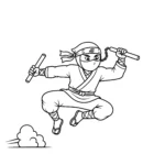 coloriage Le ninja en action et decoupage