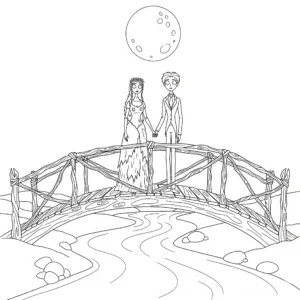 coloriage Les Noces Funèbres à imprimer kawaii