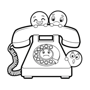 coloriage Les émotions au téléphone de pour enfants