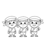 coloriage Les trois ninjas amis a imprimer