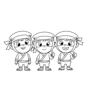 coloriage Les trois ninjas amis a imprimer