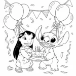 coloriage Lilo et Stitch font la fête de pour enfants