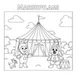 coloriage Marsupilami au cirque educatif pour enfant