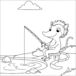 coloriage Marsupilami en train de pêcher à imprimer gratuit