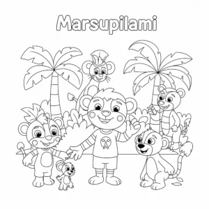 a imprimer coloriage Marsupilami et ses amis de la jungle gratuit