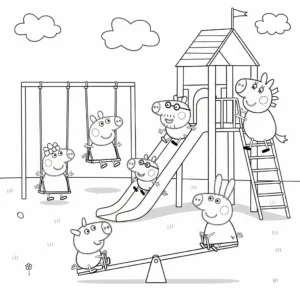 coloriage Peppa et ses amis à l’aire de jeux en ligne
