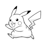 coloriage Pikachu en train de courir à imprimer pour enfant de 3 ans