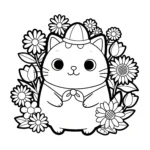 coloriage Poupigato avec des fleurs d
