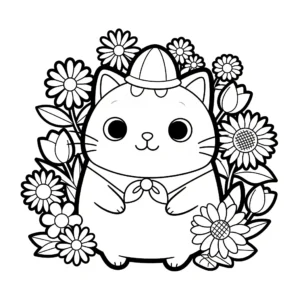 coloriage Poupigato avec des fleurs d