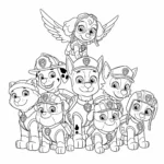 image de coloriage Tous les chiots ensemble pour enfant