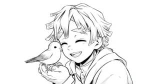 coloriage Zenitsu Agatsuma à imprimer pour enfant de 8 ans