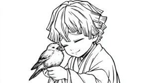 coloriage Zenitsu Agatsuma pour enfant de 3 ans