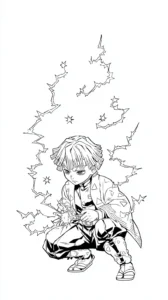 coloriage Zenitsu Agatsuma a dessiner en ligne