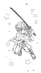coloriage Zenitsu Agatsuma pour enfants a imprimer