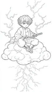 coloriage Zenitsu Agatsuma pour enfant a imprimer gratuit
