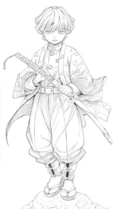 coloriage Zenitsu Agatsuma pour enfant de 2 ans
