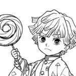 coloriage Zenitsu Agatsuma à imprimer pour enfant de 6 ans