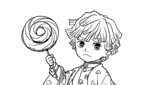 coloriage Zenitsu Agatsuma à imprimer pour enfant de 6 ans