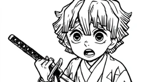coloriage Zenitsu Agatsuma pour enfant de 5 ans