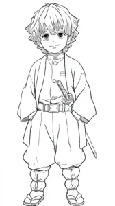coloriage Zenitsu Agatsuma pour enfants a imprimer gratuit