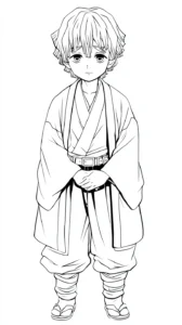 coloriage Zenitsu Agatsuma et decoupage