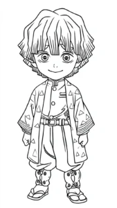 coloriage Zenitsu Agatsuma à imprimer pour enfant de 12 ans