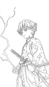 imprimer coloriage Zenitsu Agatsuma