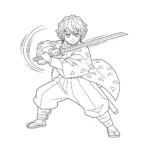 coloriage Zenitsu Agatsuma a imprimer pour enfant de 4 ans